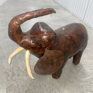 Vintage DIMITRI OMERSA Leather Elephant Abercrombie Fitch Footstool Ottoman RARE